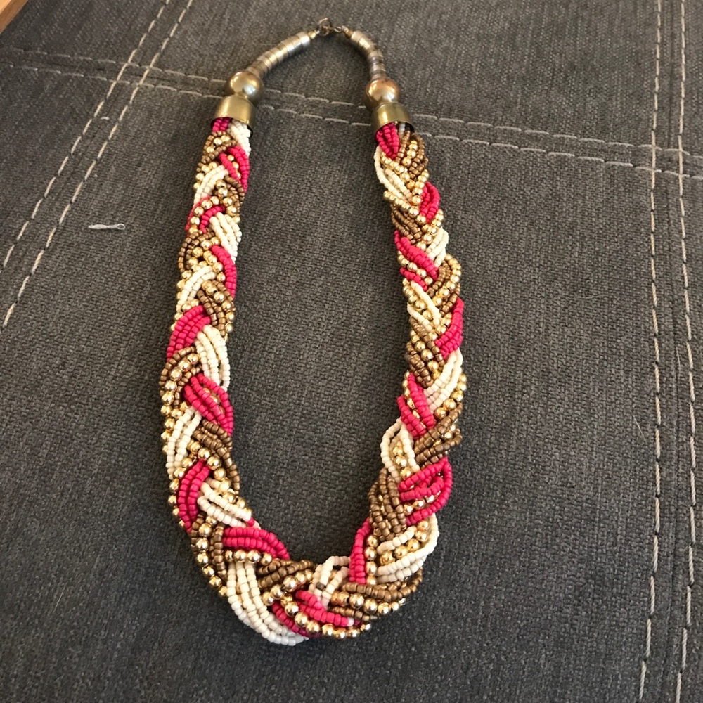 Pink gold and white necklace