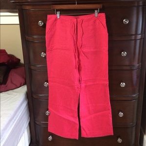 Red linen pants