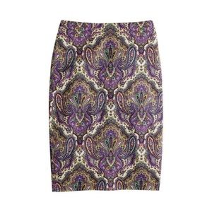 JCrew No. 2 Pencil Skirt in Royal Paisley