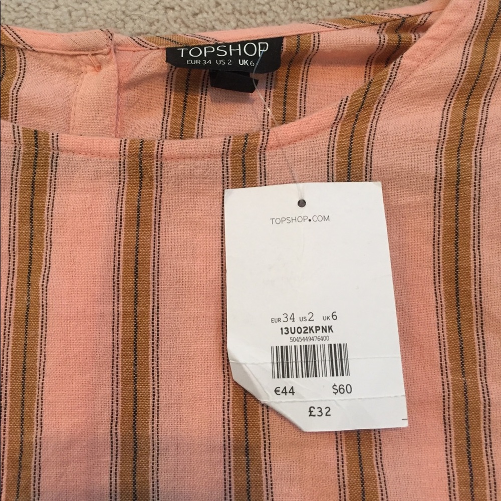 TOPSHOP Peach and tan stripe shirt - Picture 2 of 3