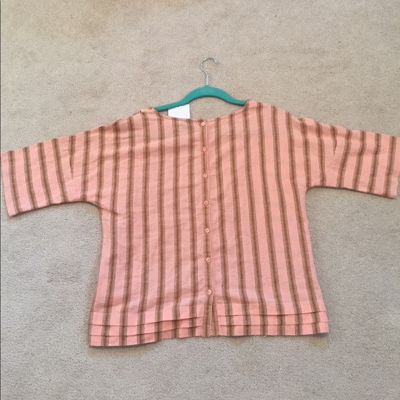 TOPSHOP Peach and tan stripe shirt - Picture 3 of 3