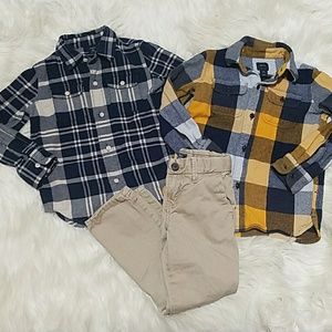 Boy's Gap Plaid Shirts and Khaki Pants