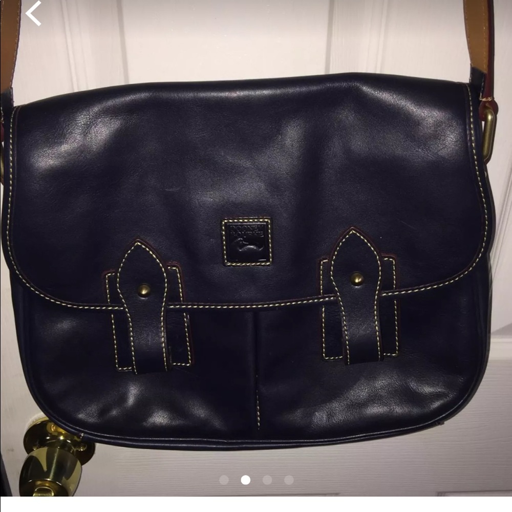 Florentine leather saddle bag -navy