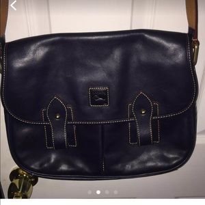 Florentine leather saddle bag -navy