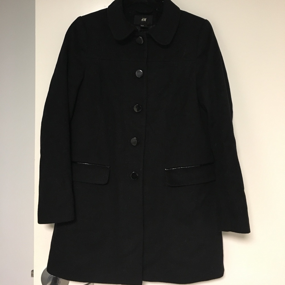 H&M Long Black Mid Length Wool Coat