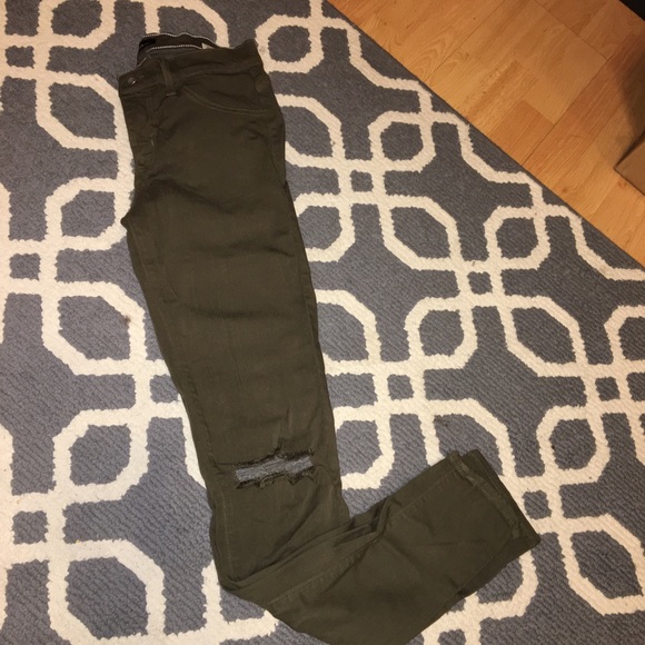 Olive distressed skinny jeans - Picture 1 of 2