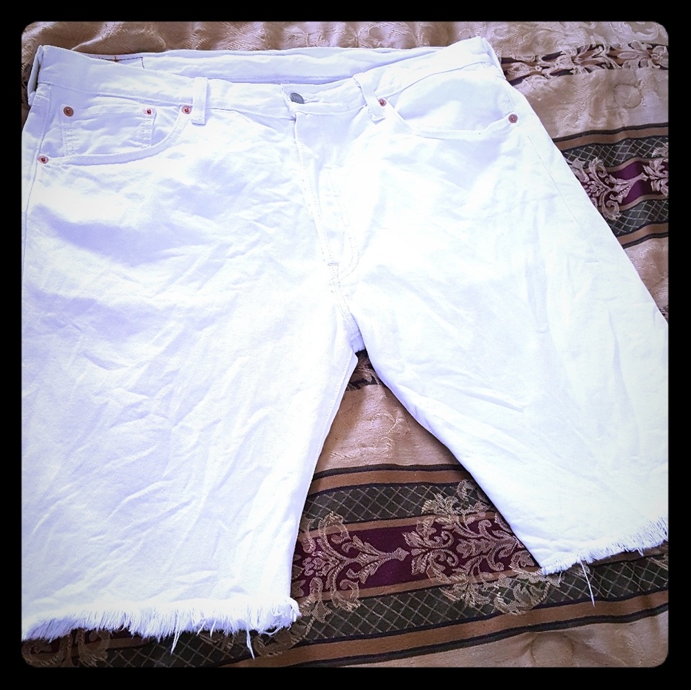 All white Levi Designer Shorts