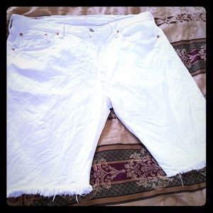All white Levi Designer Shorts