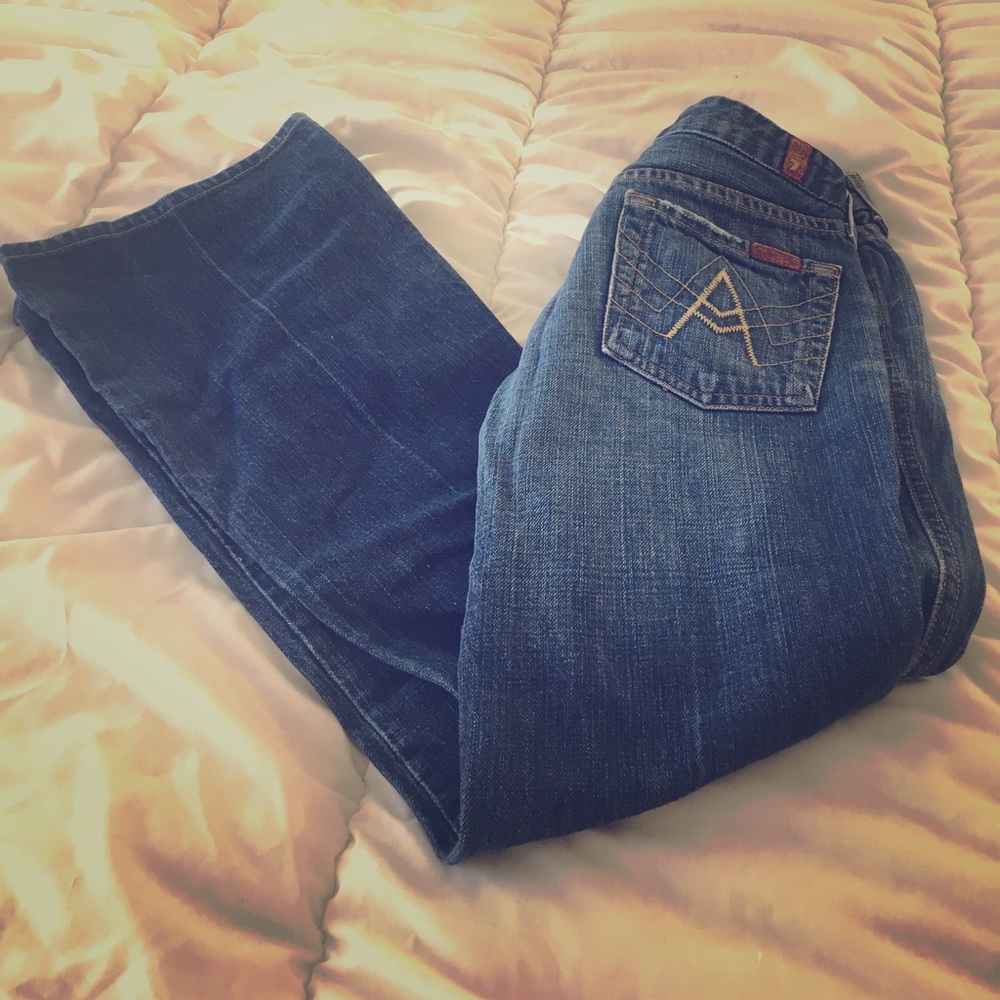 7 For All Mankind Distressed Boot Cut Jeans