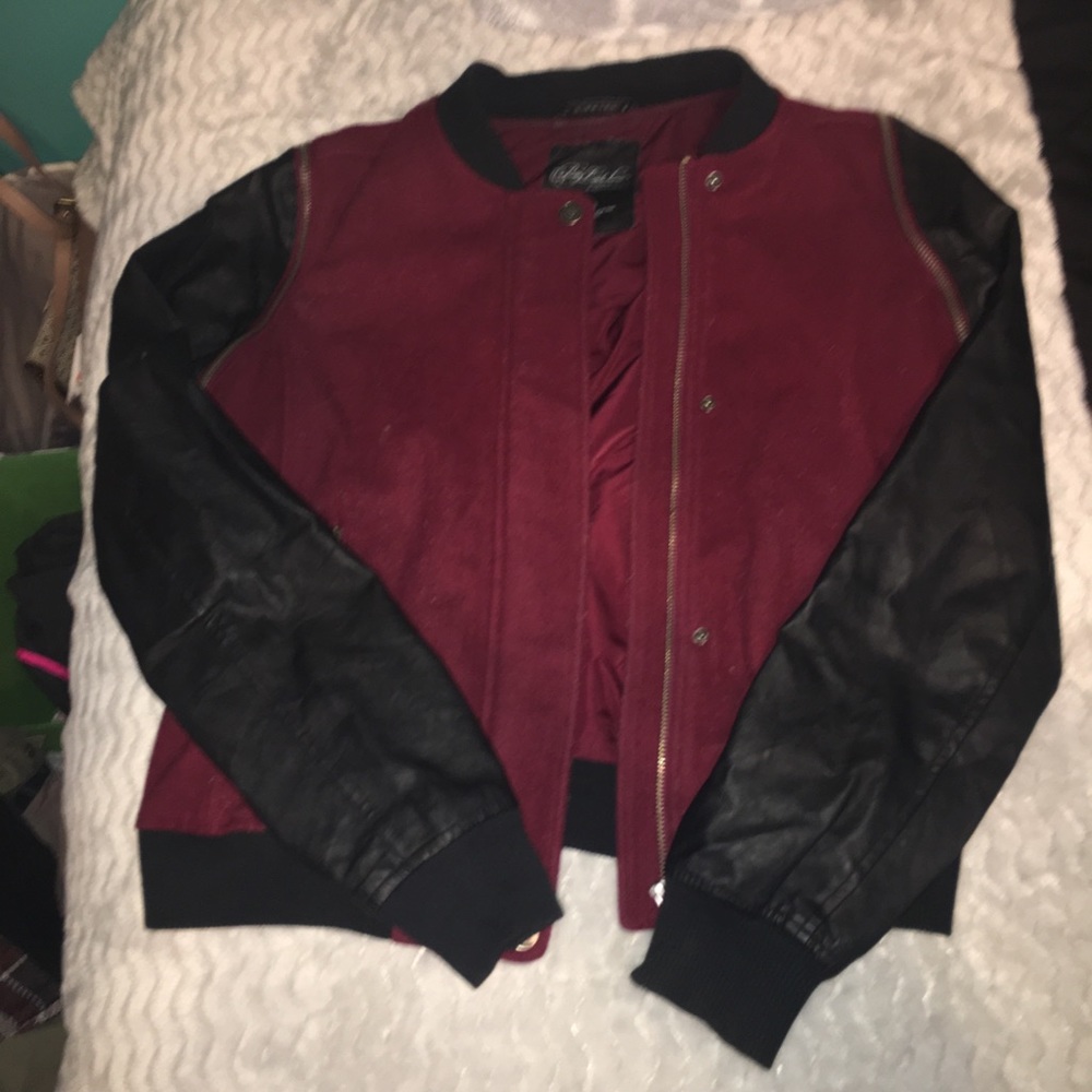Burgundy and Leather Jacket