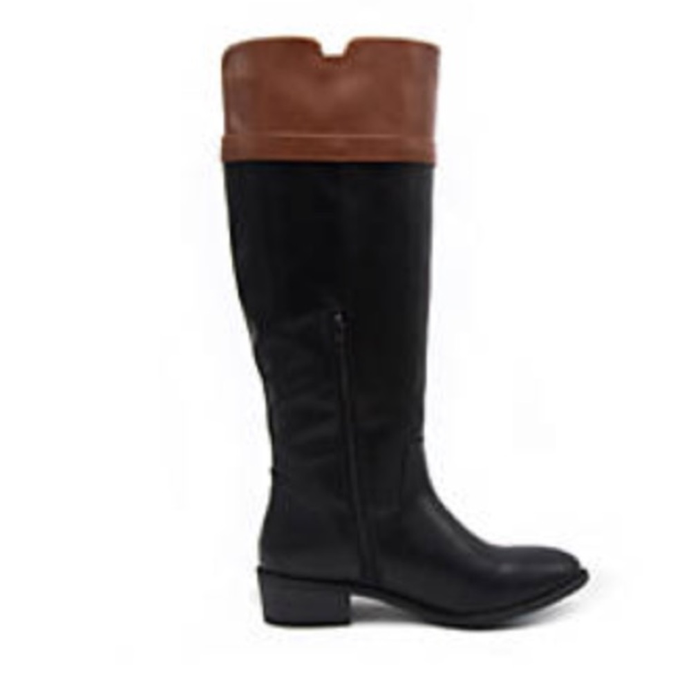 💖 Ianna Black & Tan Riding Boot - Picture 3 of 5