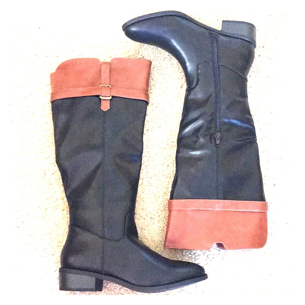 💖 Ianna Black & Tan Riding Boot