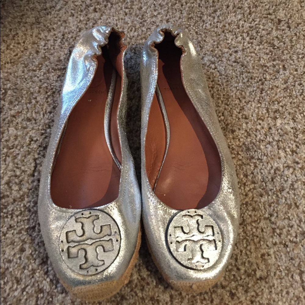 Silver Tory Burch Espadrilles Flats Sz 10.5