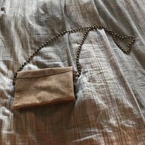 Free people fold over clutch with chain