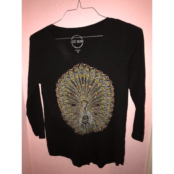 Lucky Brand Tops - Lucky brand beautiful beaded peacock designed tee