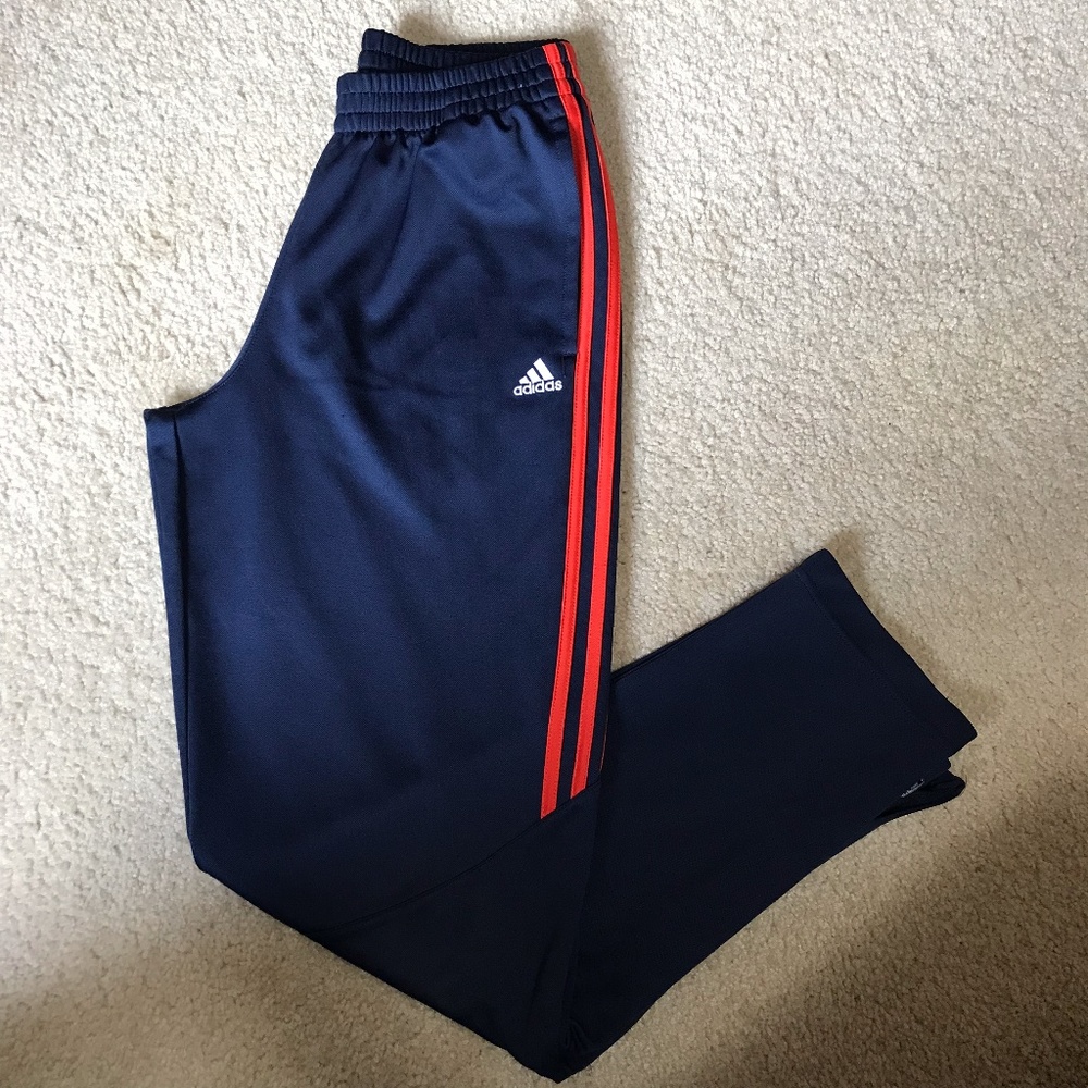 Adidas Blue and Orange Sweatpants (Boy's XL)