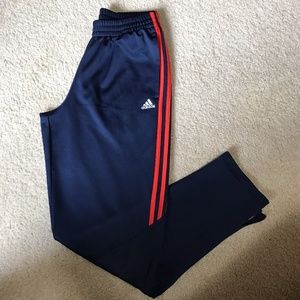 Adidas Blue and Orange Sweatpants (Boy's XL)