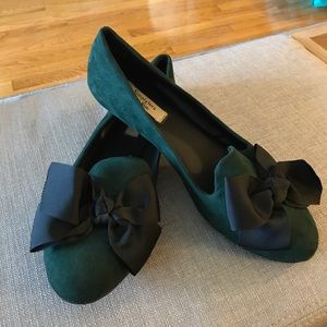 Green Suede Ballet Flats