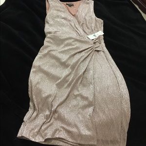 Ralph Lauren Faux wrap dress peach metallic size14