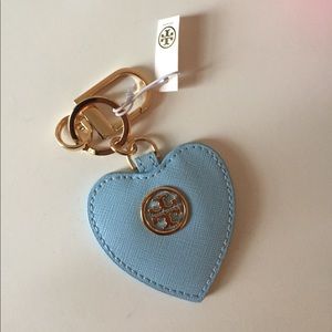 Tory Burch leather heart key fob