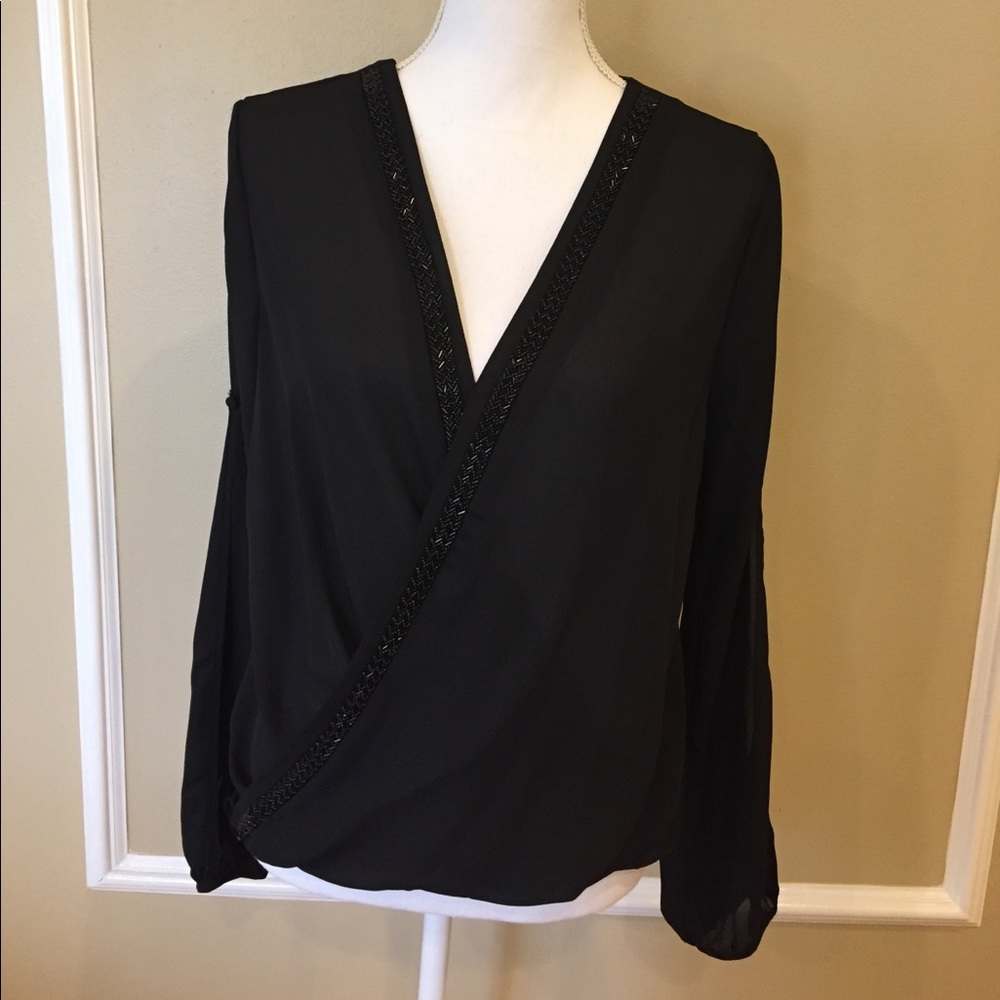 NWT Francesca’s blouse with bead trim