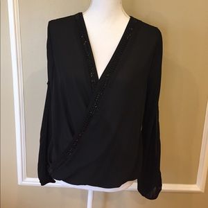 NWT Francesca’s blouse with bead trim