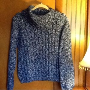 Blue marled button neck sweater by Dress Barn ~M~