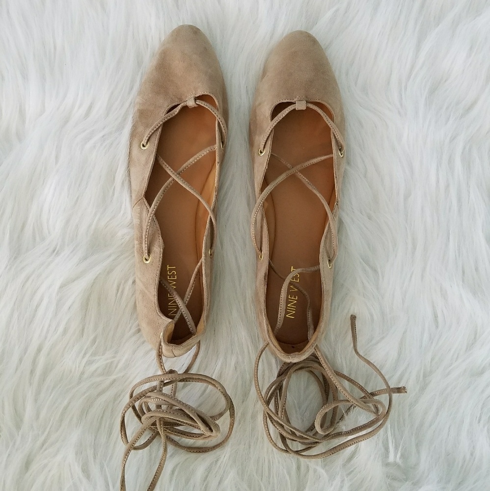 Suede Nine West Ballet Flats Lace Up