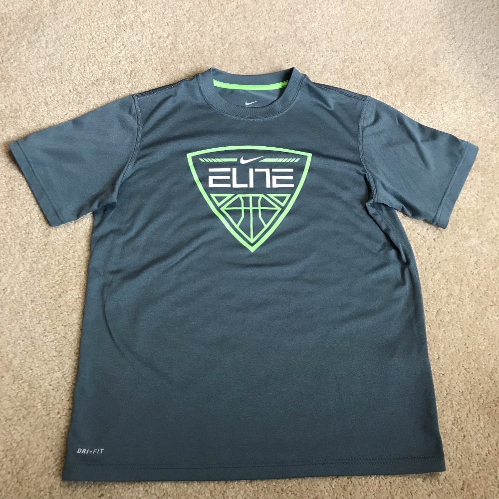 NIKE Elite Grayish-Blue Athletic Shirt (Boy's L)