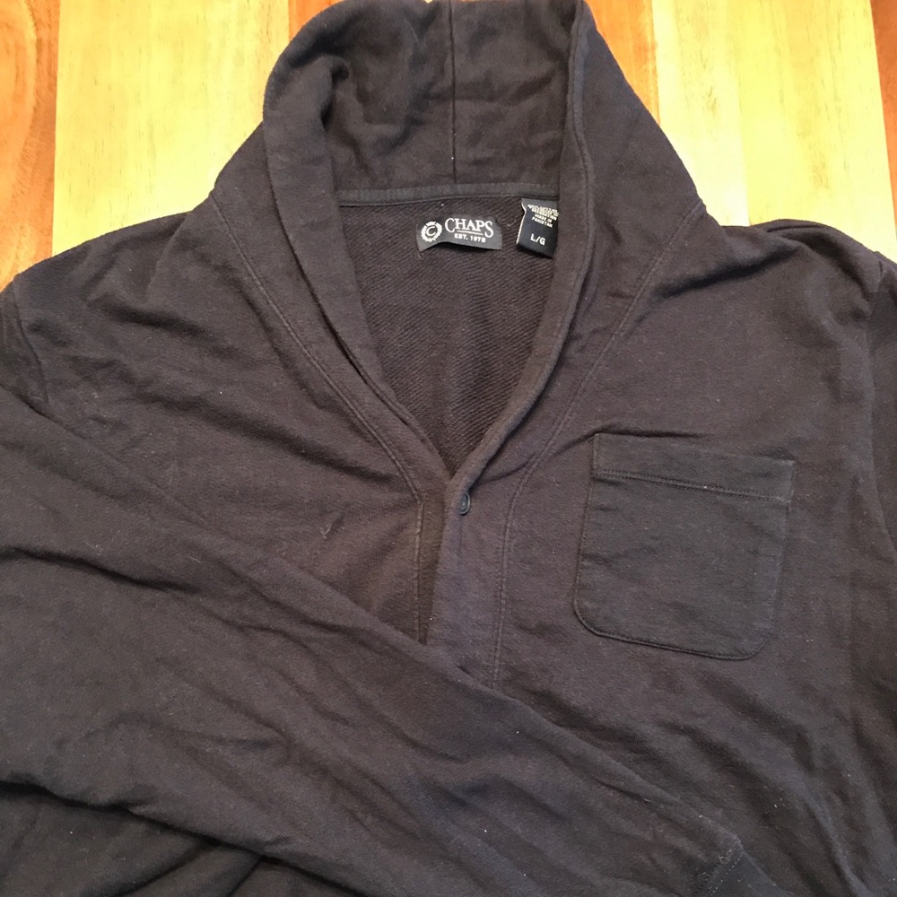 Men's L Chaps navy sweatshirt cardigan.