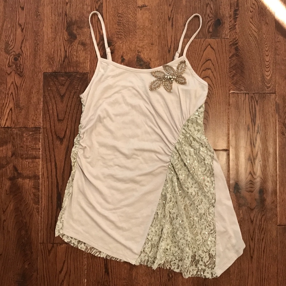 BKE Boutique Asymmetrical Lace Tank