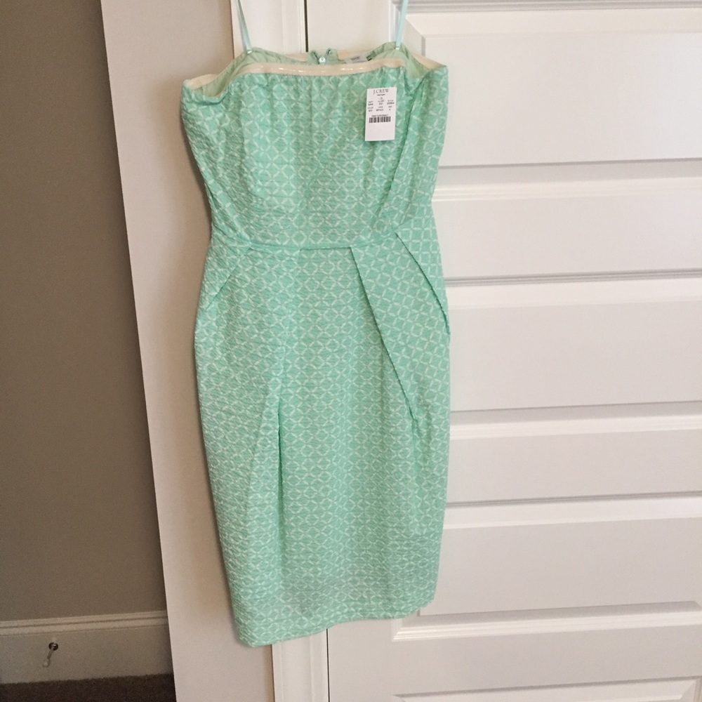 NWT mint green strapless jcrew dress