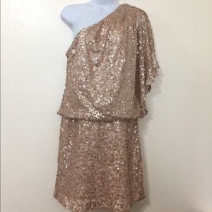 Jessica Simpson size 6 one shoulder sequined tan