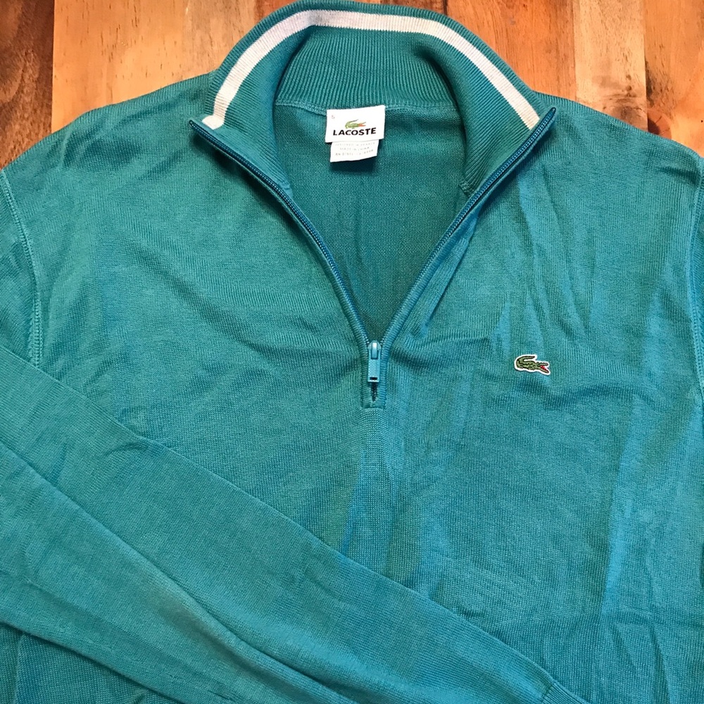 Men's L Lacoste green sweater.