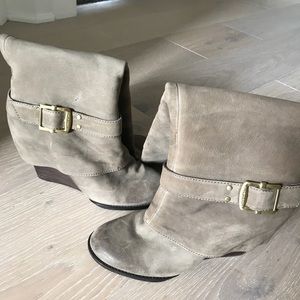 Vince Camuto leather wedge boots.