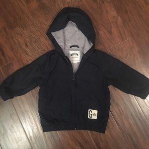 Gymboree light jacket w/ hood. Navy blue. 12-24mos