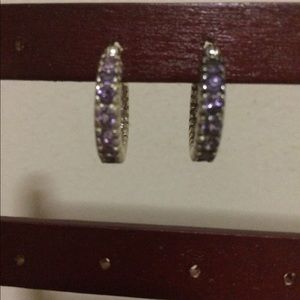 Amethyst petite hoop earrings.
