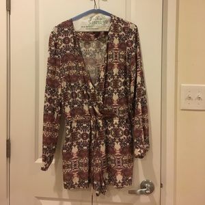 Intermix Silk Long Sleeved Romper- Petite