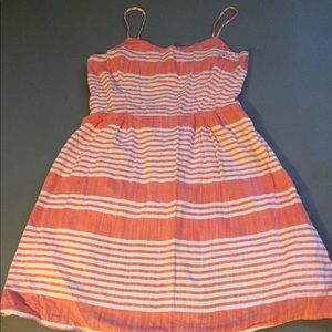 Soft red and white striped dress