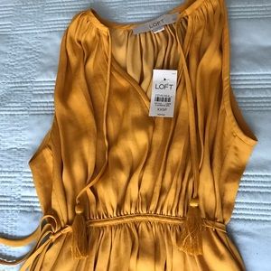 LOFT gold tassel tie waist dress