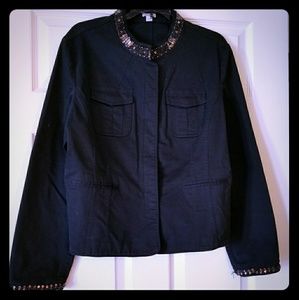 Sequined and beaded black stretch jacket