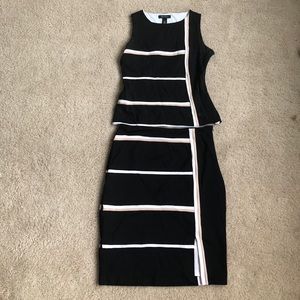 WHBM Black Cotton Tank Top Blouse and Skirt Set