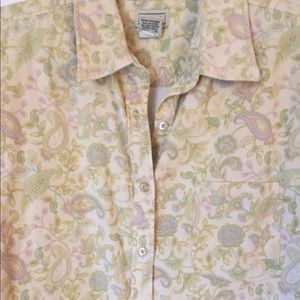 L.L. Bean Floral Corduroy Button Down Shirt