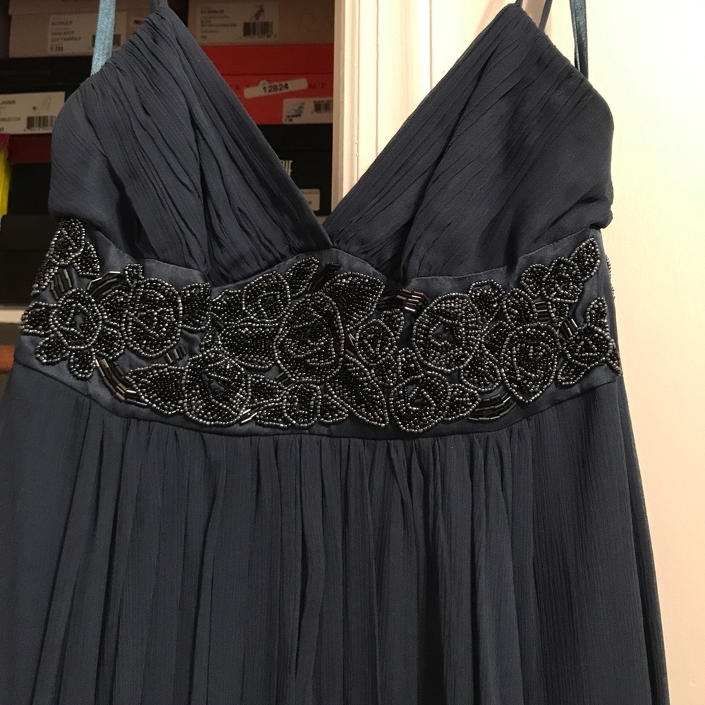 Blue floral beaded gown