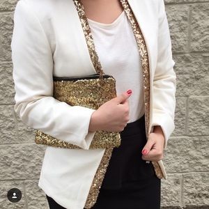 Gold Sequin Trim Blazer