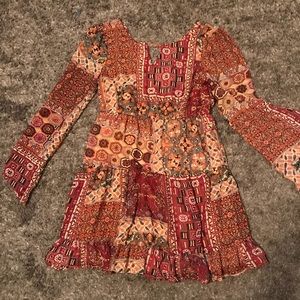 Aztec print dress, back cutouts. Needs strap sewn.