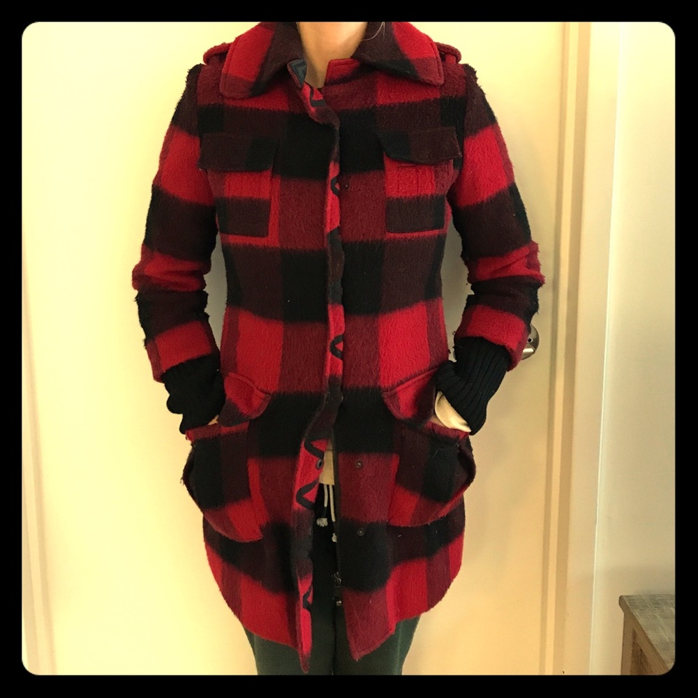 Alice + Olivia plaid flannel coat