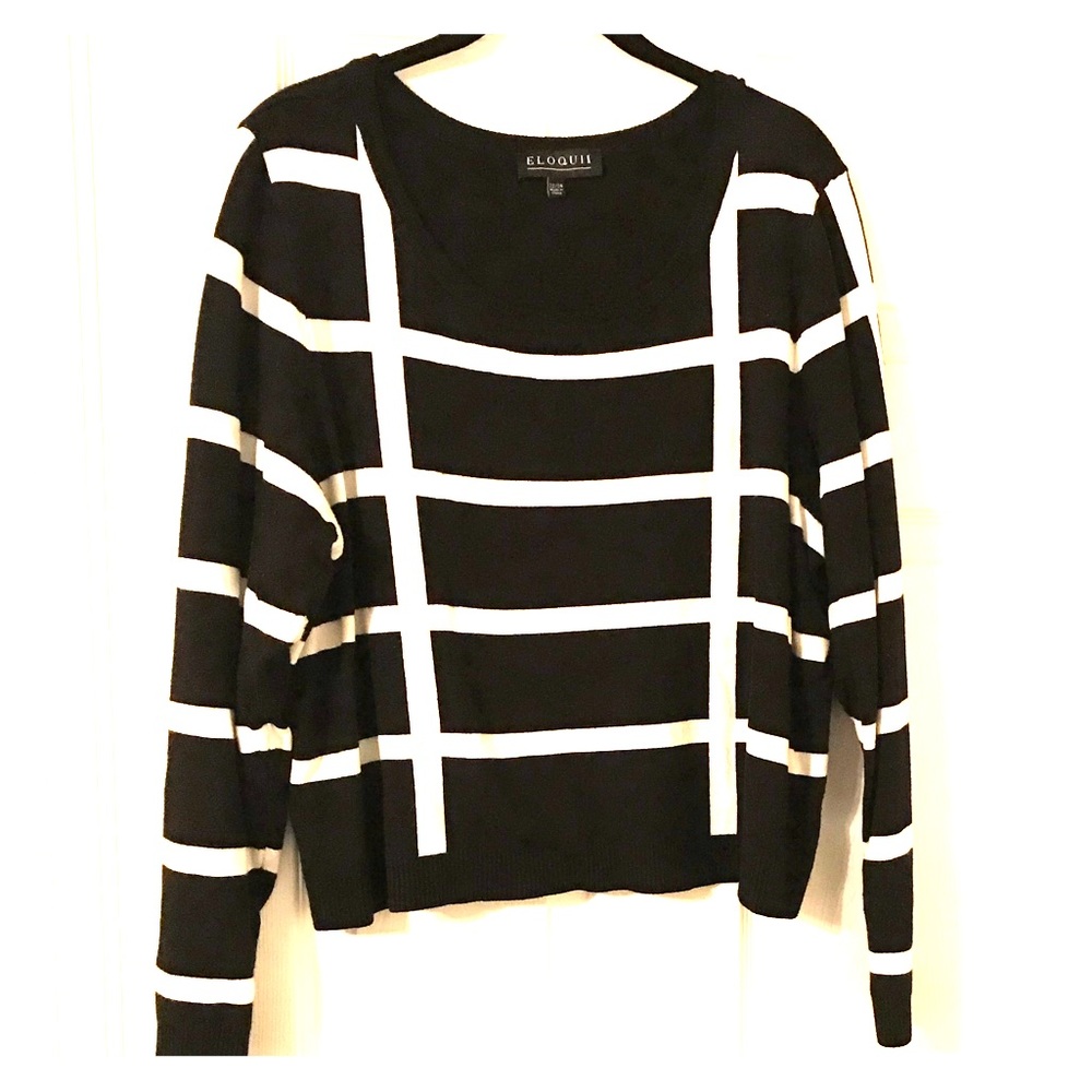 Eloquii, Black and White Sweater, Sz 22/24