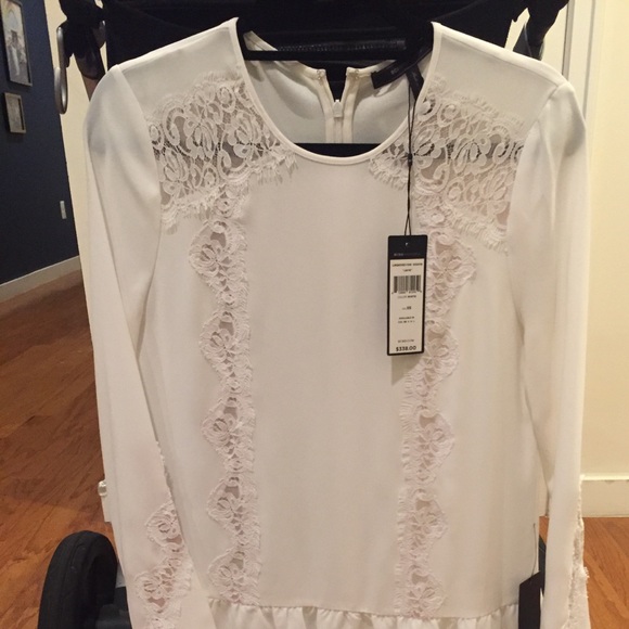 NWT BCBG Jayn Lace-Trim White Dress - Picture 2 of 4