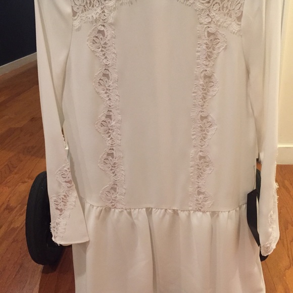 NWT BCBG Jayn Lace-Trim White Dress - Picture 3 of 4